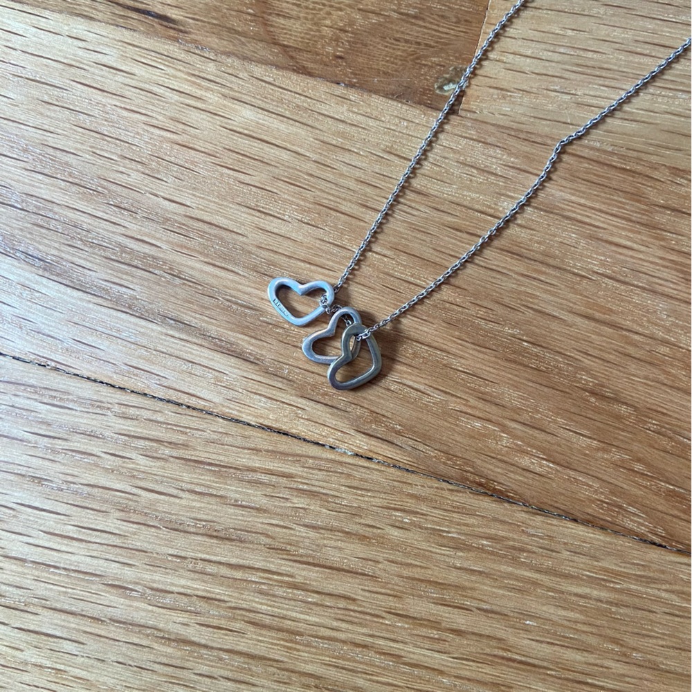 925 sterling silver three heart necklace